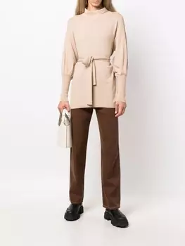 Fabiana Filippi джемпер с объемными рукавами и поясом, нейтральный цвет