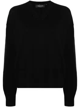 Fabiana Filippi джемпер с V-образным вырезом, отделанный пайетками, черный