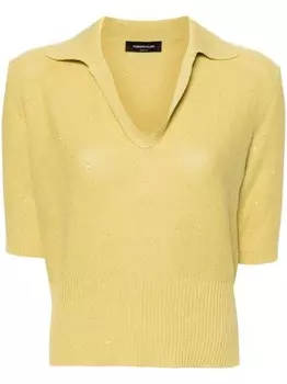 Fabiana Filippi джемпер с воротником поло и пайетками, зеленый