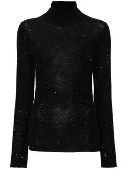 Fabiana Filippi джемпер с высоким воротом, расшитый пайетками, черный