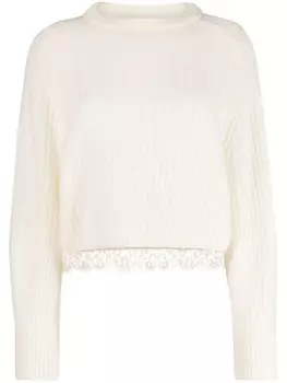 Fabiana Filippi джемпер в рубчик с кружевом, нейтральный цвет