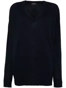 Fabiana Filippi джемпер в рубчик с V-образным вырезом, синий
