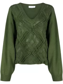 Fabiana Filippi фактурный джемпер с V-образным вырезом, зеленый