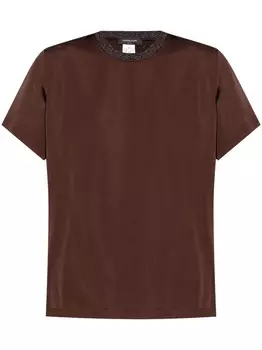 Fabiana Filippi футболка с декоративным воротником, коричневый