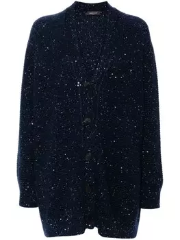 Fabiana Filippi кардиган тонкой вязки с пайетками, синий