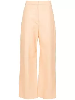 Fabiana Filippi кожаные брюки широкого кроя, нейтральный цвет