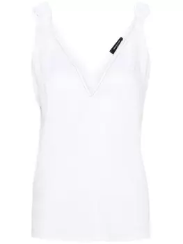 Fabiana Filippi льняная блузка с V-образным вырезом, белый