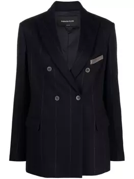 Fabiana Filippi однобортный блейзер с отделкой в полоску, синий