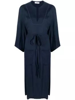 Fabiana Filippi платье миди с длинными рукавами и поясом, синий