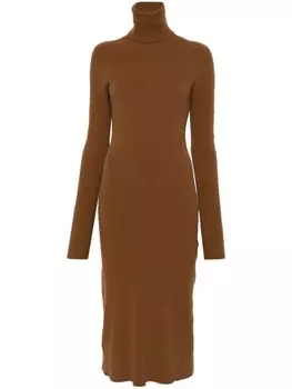 Fabiana Filippi платье миди в рубчик, коричневый