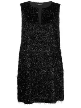 Fabiana Filippi платье мини с бахромой и эффектом металлик, черный