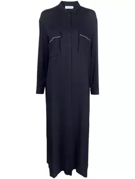 Fabiana Filippi платье-рубашка макси с длинными рукавами, синий