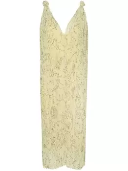 Fabiana Filippi платье с цветочным принтом и складками, зеленый