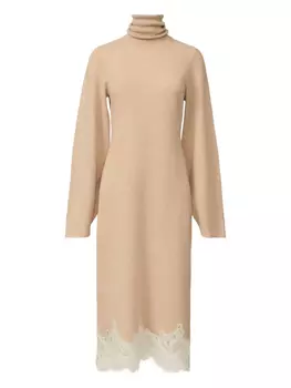 Fabiana Filippi платье с высоким воротником и кружевом, нейтральный