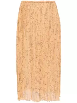 Fabiana Filippi плиссированная юбка миди с принтом Fabula, желтый