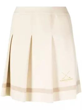Fabiana Filippi плиссированная юбка с вышитым логотипом, нейтральный цвет