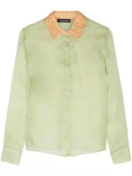 Fabiana Filippi полупрозрачная рубашка из шелка, зеленый