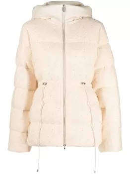 Fabiana Filippi пуховик с капюшоном и кулиской, нейтральный цвет