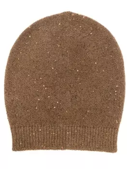 Fabiana Filippi sequin-embellished knitted beanie, коричневый