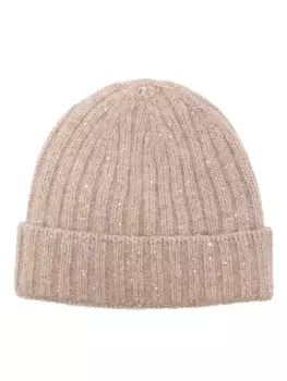 Fabiana Filippi шапка бини с пайетками, нейтральный цвет