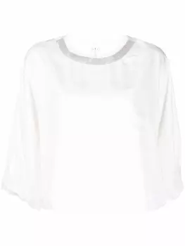 Fabiana Filippi шелковая блузка с декорированным воротником, белый