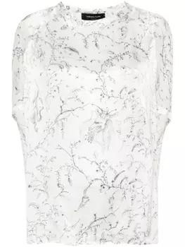 Fabiana Filippi шелковая блузка с графичным принтом, белый
