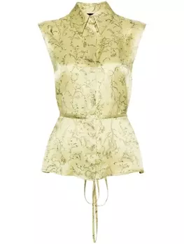 Fabiana Filippi шелковая рубашка без рукавов, зеленый