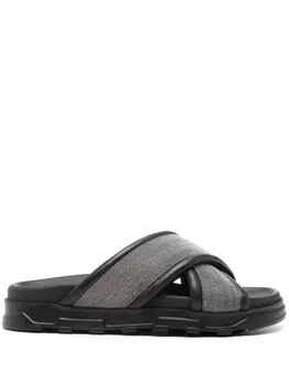 Fabiana Filippi шлепанцы со стразами, черный