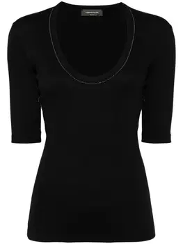 Fabiana Filippi топ из джерси с вышивкой, черный