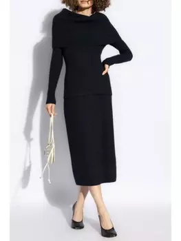 Fabiana Filippi топ с длинными рукавами в рубчик, черный