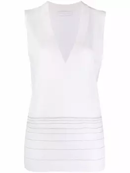 Fabiana Filippi топ с V-образным вырезом и полосками, белый