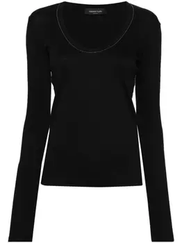 Fabiana Filippi топ в рубчик с бисером, черный