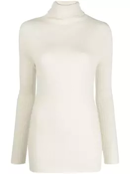 Fabiana Filippi топ в рубчик с высоким воротником, нейтральный цвет