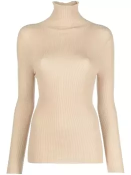 Fabiana Filippi топ в рубчик с высоким воротником, нейтральный цвет