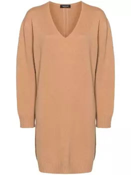 Fabiana Filippi трикотажное платье с V-образным вырезом, нейтральный цвет
