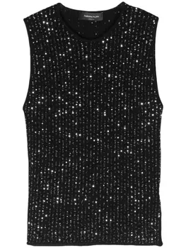 Fabiana Filippi трикотажный топ с пайетками, черный