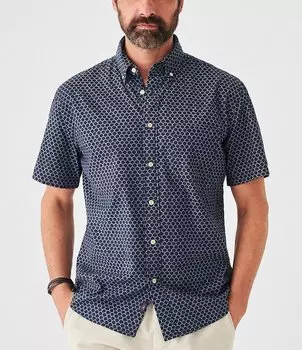 Faherty Playa Performance Эластичная тканая рубашка с короткими рукавами, синий