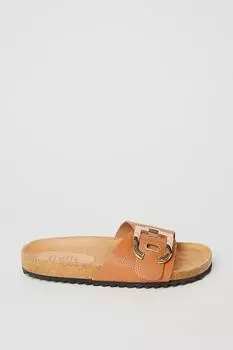 Faith: босоножки-шлепанцы с пряжкой Hattie Dorothy Perkins, бежевый