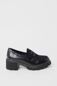 Faith: лоферы Charlotte на массивном каблуке из смешанного материала Dorothy Perkins, черный