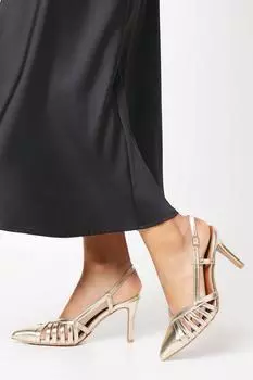 Faith: туфли-лодочки Connie на высокой шпильке с пяткой и решетчатой передней частью Dorothy Perkins, золото