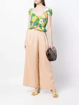 Faithfull the Brand блузка Las Oslas с цветочным принтом, зеленый