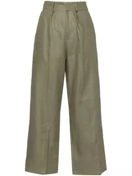 Faithfull the Brand льняные брюки прямого покроя, зеленый