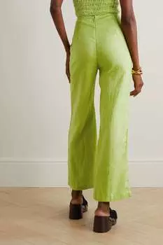 FAITHFULL THE BRAND + NET SUSTAIN Широкие льняные брюки Otavio, зеленый