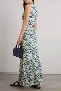 FAITHFULL THE BRAND платье макси из крепдешина с цветочным принтом Acacia, синий
