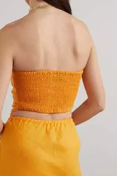 FAITHFULL THE BRAND укороченный льняной топ без бретелек La Loza, апельсин