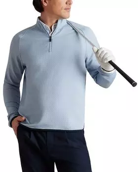 Факеровский текстурированный гольф-свитер с молнией на четверть Rhone, синий