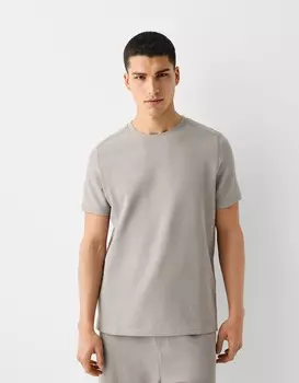 Фактурная блузка с короткими рукавами Bershka, серый