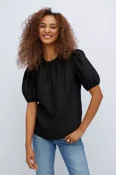 Фактурная блузка с короткими рукавами-буфами Friends Like These, черный