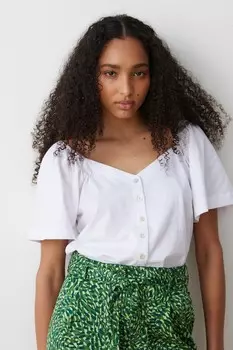 Фактурная блузка с круглым вырезом и короткими рукавами Oliver Bonas, белый