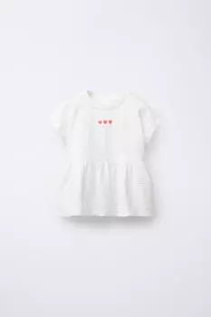 Фактурная блузка с вышивкой ZARA, белый